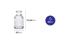 Μπουκαλάκι γυάλινο 50 ml με ραβδώσεις και φυσικό φελλό