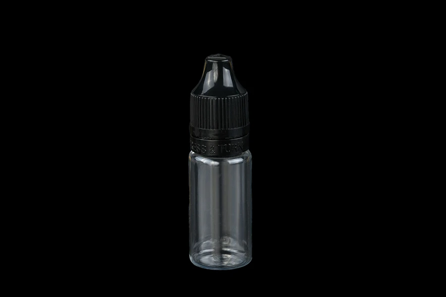 Μπουκαλάκι πλαστικό 10 ml με καπάκι CRC και πλαστικό dropper για ηλεκτρονικό τσιγάρο - 50 τμχ