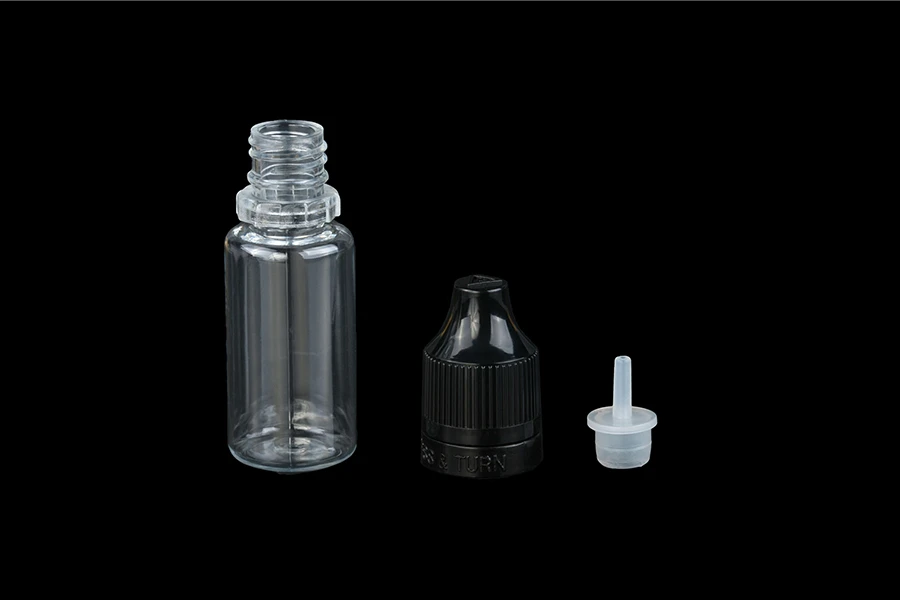 Μπουκαλάκι πλαστικό 10 ml με καπάκι CRC και πλαστικό dropper για ηλεκτρονικό τσιγάρο - 50 τμχ