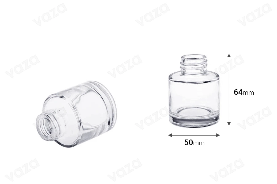 Bottiglia di vetro cilindrica da 50 ml, adatta per profumatori d'ambiente.-dimensioni_immagine
