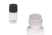 Μπουκαλάκι 2 ml μινιατούρα, γυάλινο, διάφανο 16x30 με μαύρο καπάκι και πλαστική τάπα Μπουκαλάκι 2 ml μινιατούρα, γυάλινο, διάφανο 16x30 με μαύρο καπάκι και πλαστική τάπα