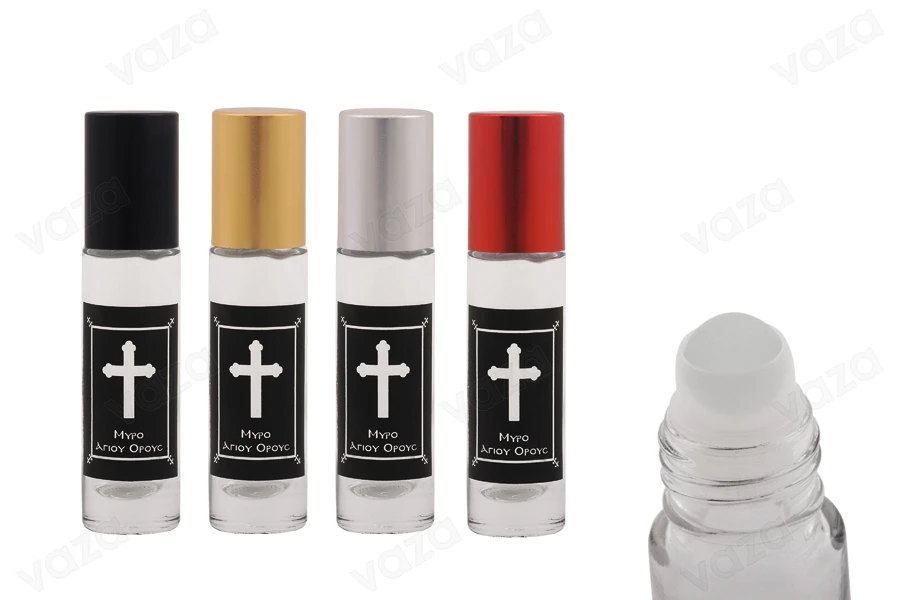 Roll on γυάλινο 10 ml με γυάλινη μπίλια, μαύρο τύπωμα "Μύρο Αγίου Όρους" και καπάκι αλουμινίου σε διάφορα χρώματα για εκκλησίες - μοναστήρια Roll on γυάλινο 10 ml με γυάλινη μπίλια, μαύρο τύπωμα "Μύρο Αγίου Όρους" και καπάκι αλουμινίου σε διάφορα χρώματα για εκκλησίες - μοναστήρια-εικόνα_προϊοντική