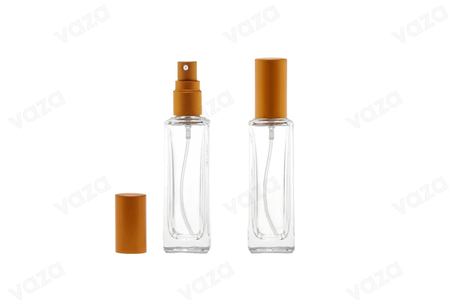 Flacone di vetro da 20 ml con spray e tappo opaco (PP 15), disponibile nei colori argento o oro - confezione da 12 pezzi.-εικόνα_σύνθεση