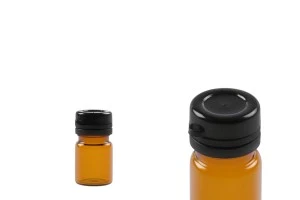 Braunglasflasche 3 ml mit schwarzem Sicherheitsverschluss (Druckverschluss) für Medizin