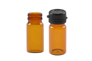 Φιαλίδιο 5 ml γυάλινο καραμελέ με μαύρο, πλαστικό καπάκι ασφαλείας (κουμπωτό) για φάρμακα και ομοιοπαθητικά-6