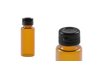 Braunglasflasche 10 ml mit schwarzem Sicherheitsverschluss (Druckverschluss) für Medizin