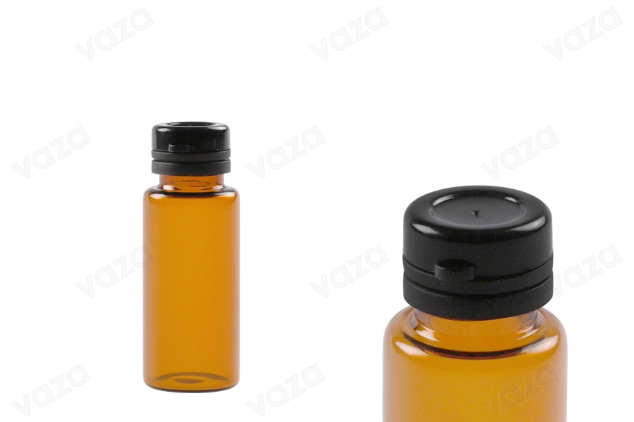 Braunglasflasche 10 ml mit schwarzem Sicherheitsverschluss (Druckverschluss) für Medizin Braunglasflasche 10 ml mit schwarzem Sicherheitsverschluss (Druckverschluss) für Medizin-εικόνα_προϊοντική