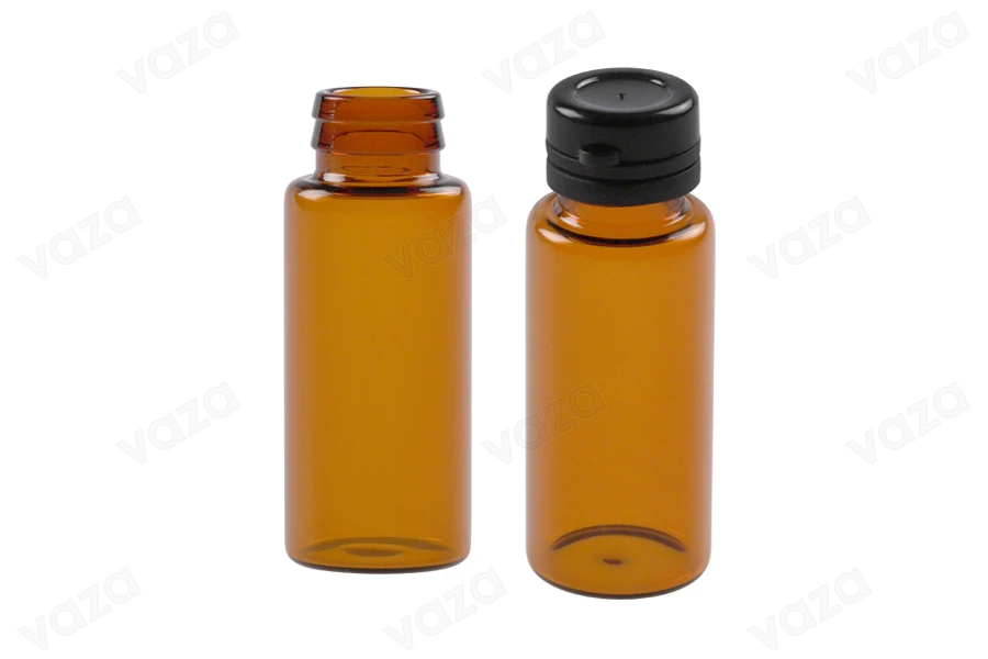Braunglasflasche 10 ml mit schwarzem Sicherheitsverschluss (Druckverschluss) für Medizin Braunglasflasche 10 ml mit schwarzem Sicherheitsverschluss (Druckverschluss) für Medizin-εικόνα_σύνθεση