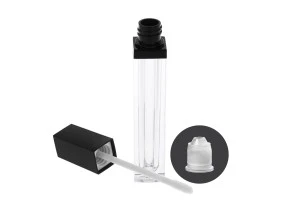 Etui acrylique pour gloss à lèvres 8 ml avec bouchon en couleur noir - 6 pcs-3
