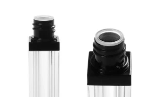Etui acrylique pour gloss à lèvres 8 ml avec bouchon en couleur noir - 6 pcs-5