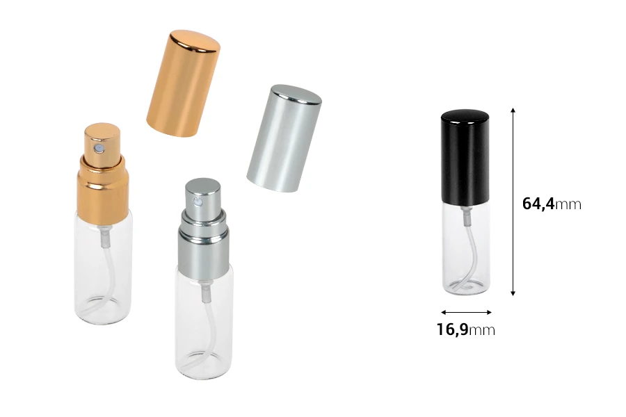 Μπουκαλάκια 5 ml με σπρέι για αρώματα γυάλινο με καπάκι αλουμινίου Μπουκαλάκια 5 ml με σπρέι για αρώματα γυάλινο με καπάκι αλουμινίου