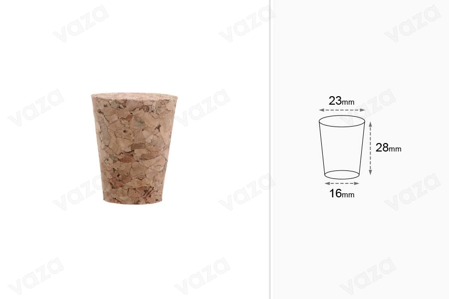 Cone natural cork with 28x23 mm dimensions/16-f 19 (PP28) Cone natural cork with 28x23 mm dimensions/16-f 19 (PP28)-image_dimensions