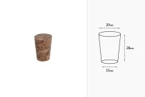 Cone natural cork with dimension 28x20/15 mm - f 17 (PP24/PP25) Cone natural cork with dimension 28x20/15 mm - f 17 (PP24/PP25)