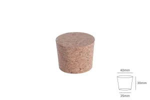 Φυσικός κωνικός φελλός με διαστάσεις 30x40/35 mm - για στόμιο Τ.Ο. 48-2