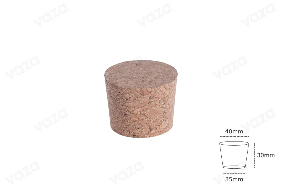Liège conique naturel aux dimensions 30 x 40/35 mm - pour bec verseur Twist Off 48 Liège conique naturel aux dimensions 30 x 40/35 mm - pour bec verseur Twist Off 48-εικόνα_διαστάσεις