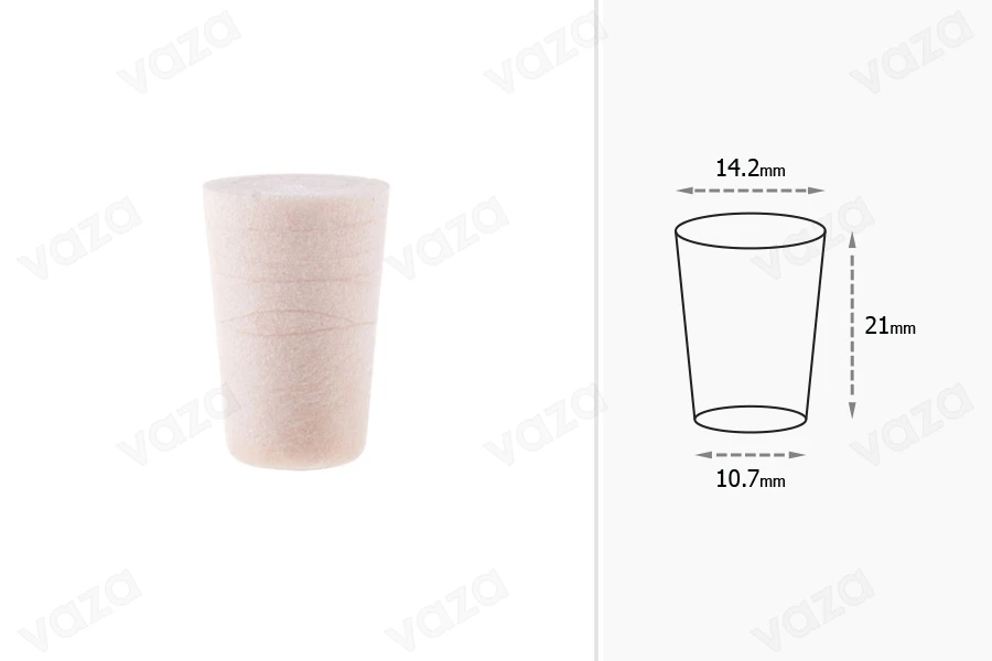 Tappo conico in silicone con dimensioni di 21x14,2,/10,7 mm - per F 12 (PP 18)-εικόνα_διαστάσεις