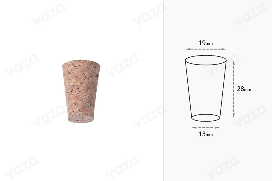 Φυσικός κωνικός φελλός με διαστάσεις 28x19/13 mm - για Φ 16 Φυσικός κωνικός φελλός με διαστάσεις 28x19/13 mm - για Φ 16-εικόνα_διαστάσεις