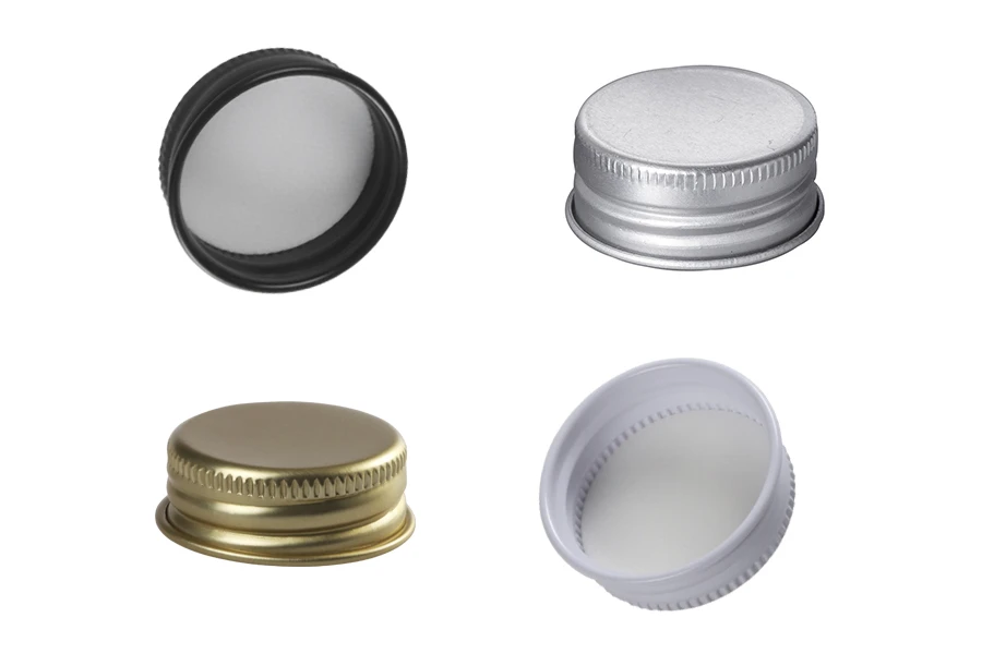 Aluminum pre-threaded screw cap with liner - PP 31.5x12 - in various colors