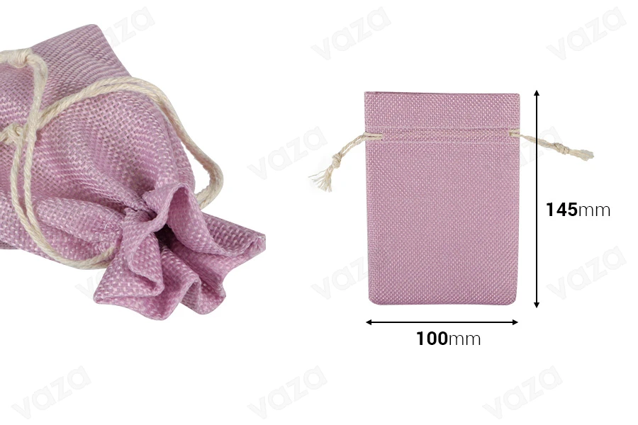 Pochette en tissu 100x145 mm avec cordon de serrage Pochette en tissu 100x145 mm avec cordon de serrage-εικόνα_διαστάσεις