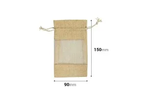 Beige Säckchen 90x150mm mit Fenster (Tüll) - 12 Stk-2