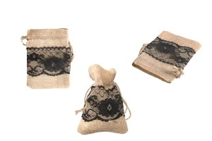 Coffee pouch with black lace 85x115 mm - 12 pcs-1