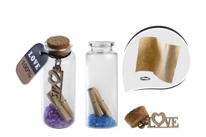 Faveurs de mariage : bouteilles à la mer en verre avec bouchon en liège dans une boîte de 12 pièces.-1