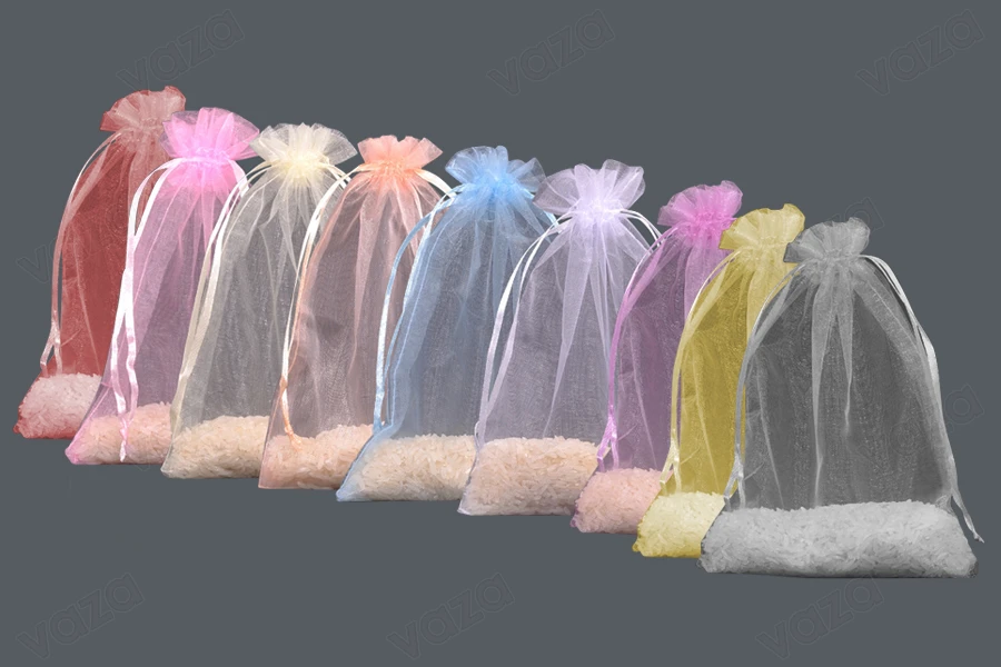 Pochette en organza 130 x 180 mm dans une variété de couleurs - 100 pcs Pochette en organza 130 x 180 mm dans une variété de couleurs - 100 pcs-photo_produit