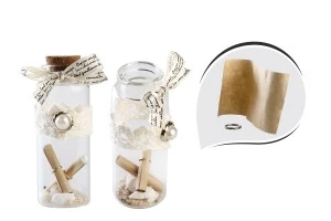Faveurs de mariage : bouteilles en verre avec bouchon en liège dans une boîte de 12 pièces.-1