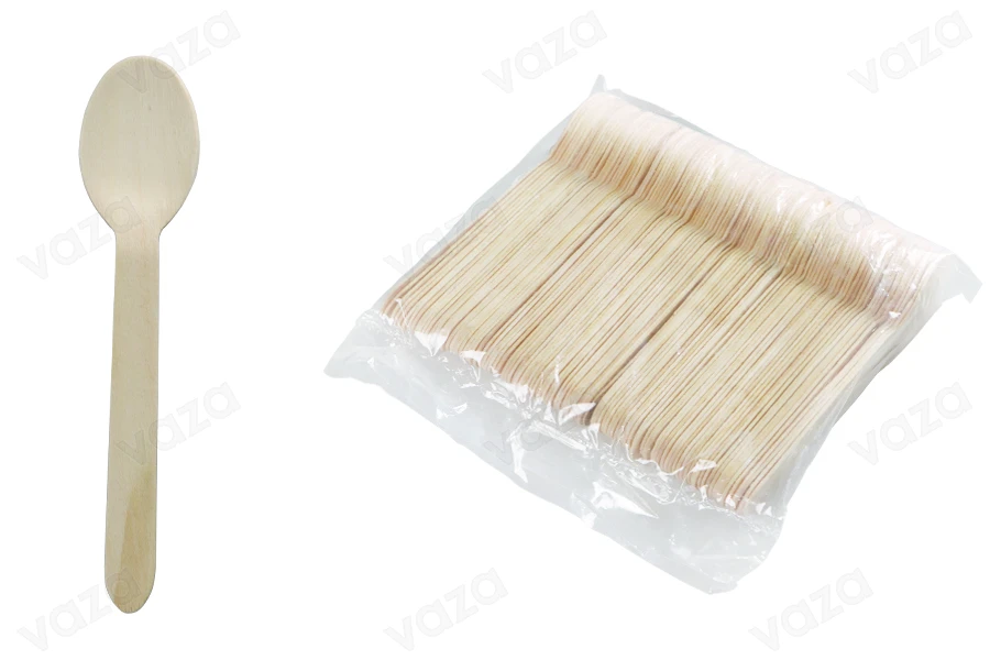 160 mm wooden spoons - 100 pcs-εικόνα_προϊοντική