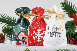 Christmas plastic bags 150x60x230 mm with ribbon - 50 pcs-6