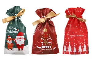 Christmas plastic bags 150x60x230 mm with ribbon - 50 pcs-5