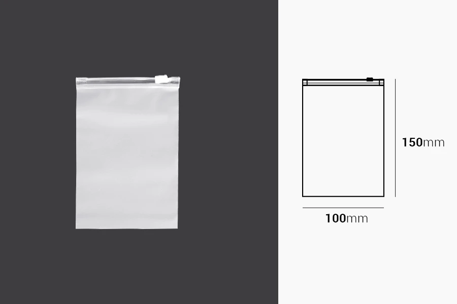 Σακουλάκια συσκευασίας 100x150 mm πλαστικά, ημιδιάφανα ματ με φερμουάρ (zip) - 100 τμχ