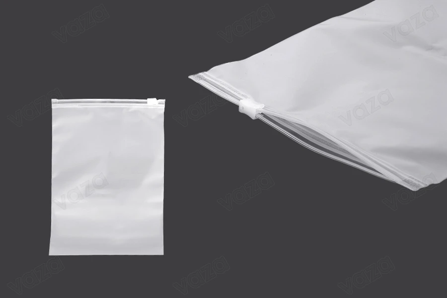 Matte semi-transparent zipper plastic (PE) bag in size 150x200 mm - 100 pcs Matte semi-transparent zipper plastic (PE) bag in size 150x200 mm - 100 pcs-image_product