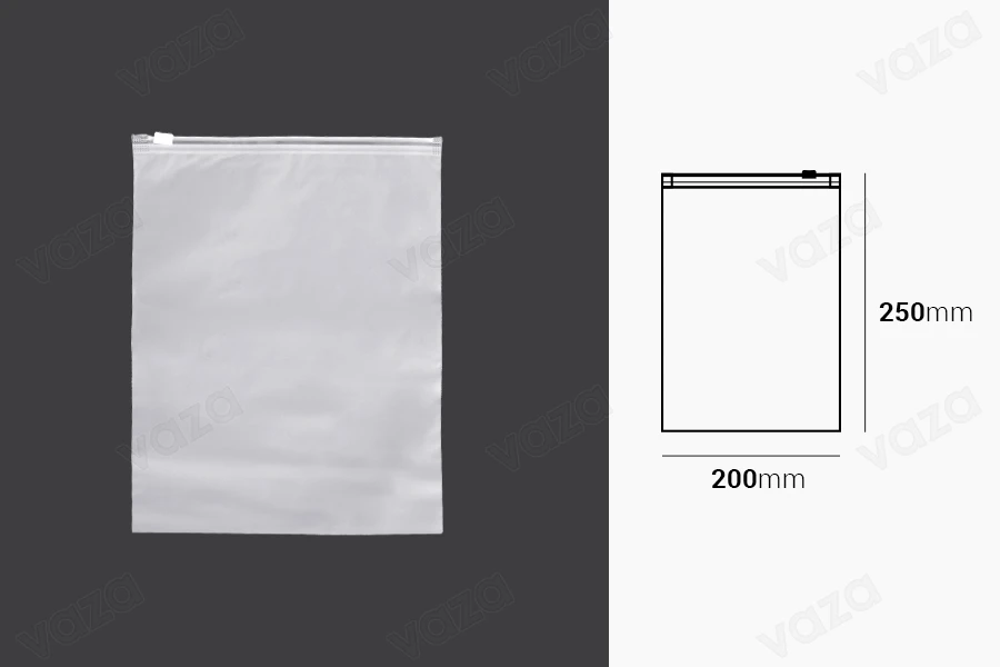 Σακουλάκια συσκευασίας 200x250 mm πλαστικά (PE), ημιδιάφανα ματ με φερμουάρ (zip) - 100 τμχ Σακουλάκια συσκευασίας 200x250 mm πλαστικά (PE), ημιδιάφανα ματ με φερμουάρ (zip) - 100 τμχ-εικόνα_διαστάσεις