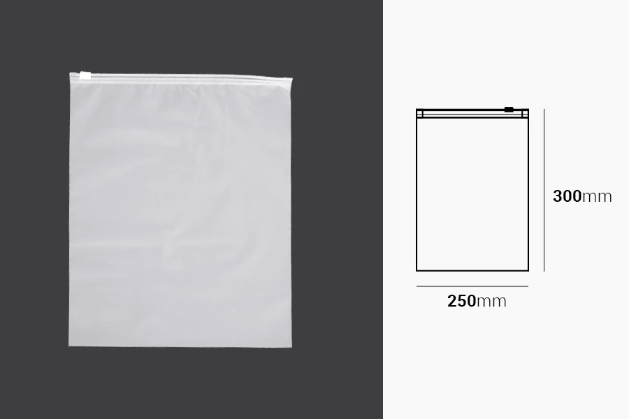 Σακουλάκια συσκευασίας 250x300 mm πλαστικά, ημιδιάφανα ματ με φερμουάρ (zip) - 100 τμχ