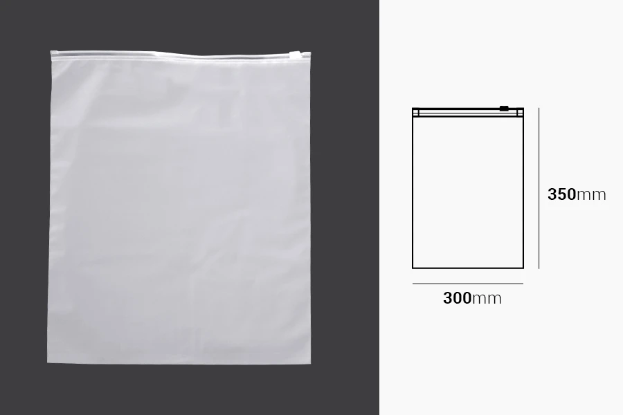 Matte semi-transparent zipper plastic bag in size 300x350 mm - 100 pcs Matte semi-transparent zipper plastic bag in size 300x350 mm - 100 pcs