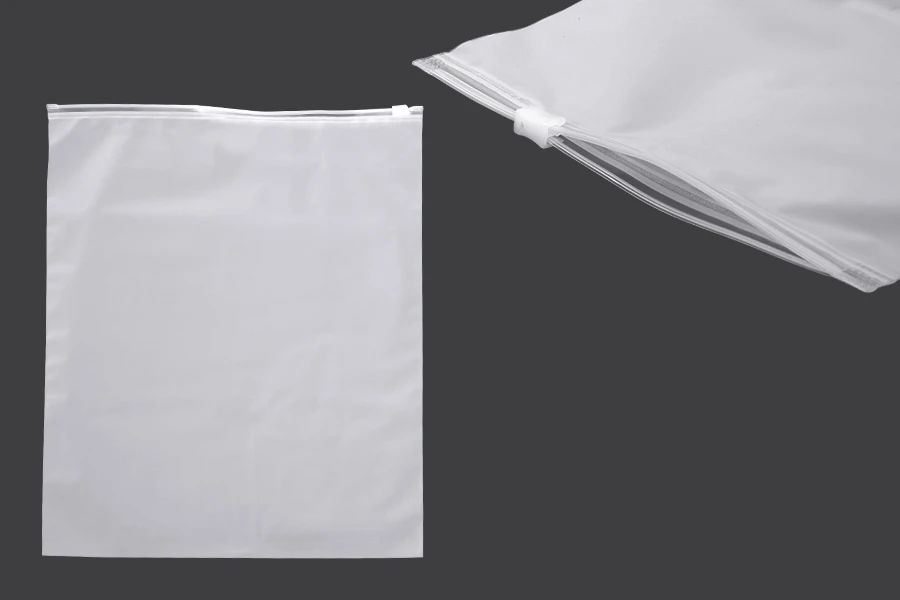 Matte semi-transparent zipper plastic bag in size 300x350 mm - 100 pcs Matte semi-transparent zipper plastic bag in size 300x350 mm - 100 pcs