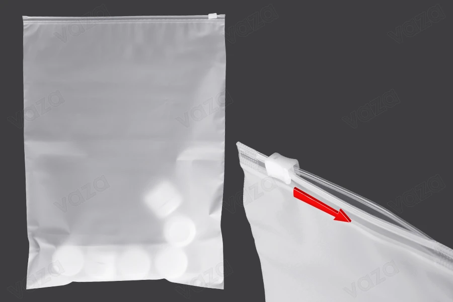 Matte semi-transparent zipper plastic (PE) bag in size 300x400 mm - 100 pcs Matte semi-transparent zipper plastic (PE) bag in size 300x400 mm - 100 pcs-image_group
