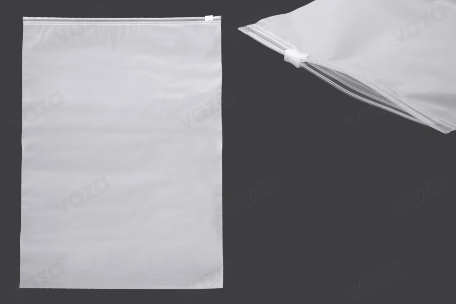 Matte semi-transparent zipper plastic (PE) bag in size 300x400 mm - 100 pcs Matte semi-transparent zipper plastic (PE) bag in size 300x400 mm - 100 pcs-image_product