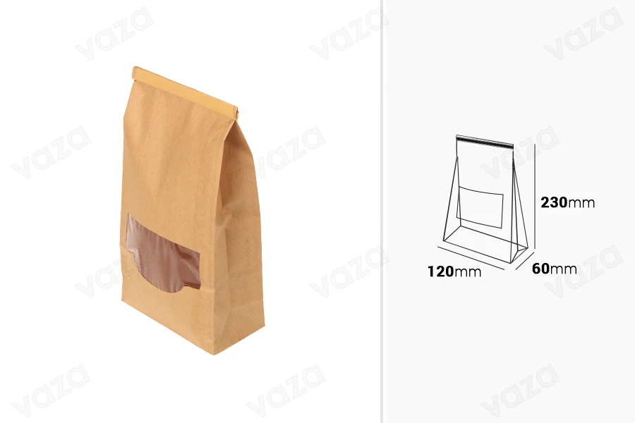 Σακουλάκια κραφτ 120x60x230 mm με παράθυρο και σύρμα για κλείσιμο (tin-tie)-εικόνα_διαστάσεις