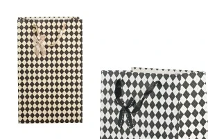 Paper gift bag with satin handle and satin ribbon bow tie in two colours in size 230x150x370 mm - 12 pieces-2