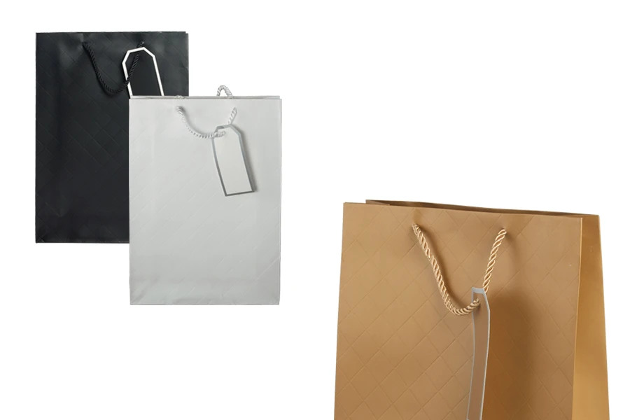 Paper gift bag with cotton handle in size 240x80x320 mm in different colours Paper gift bag with cotton handle in size 240x80x320 mm in different colours