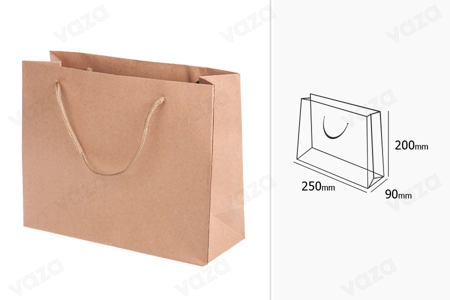 Çanta letre për dhurata në ngjyrë kafe  250x90x200 mm-εικόνα_διαστάσεις