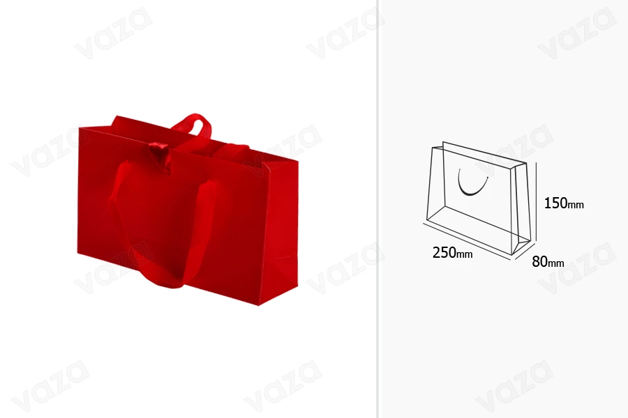 Gift bag with handle and a ribbon to tie a bow in different colours. Size 250x80x150 mm - 20 pcs. Gift bag with handle and a ribbon to tie a bow in different colours. Size 250x80x150 mm - 20 pcs.-image_group