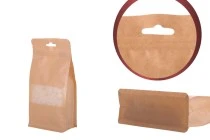 Σακουλάκια κραφτ τύπου Doy Pack, με κλείσιμο "zip", παράθυρο και τρύπα Eurohole, εσωτερική και εξωτερική διάφανη επένδυση και δυνατότητα σφράγισης με θερμοκόλληση 100x60x200 mm - 50 τμχ Σακουλάκια κραφτ τύπου Doy Pack, με κλείσιμο "zip", παράθυρο και τρύπα Eurohole, εσωτερική και εξωτερική διάφανη επένδυση και δυνατότητα σφράγισης με θερμοκόλληση 100x60x200 mm - 50 τμχ