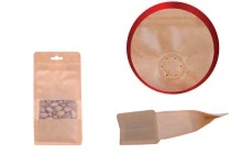 Σακουλάκια κραφτ τύπου Doy Pack, με κλείσιμο "zip", βαλβίδα, παράθυρο και τρύπα Eurohole, εσωτερική και εξωτερική διάφανη επένδυση και δυνατότητα σφράγισης με θερμοκόλληση 100x60x200 mm - 25 τμχ Σακουλάκια κραφτ τύπου Doy Pack, με κλείσιμο "zip", βαλβίδα, παράθυρο και τρύπα Eurohole, εσωτερική και εξωτερική διάφανη επένδυση και δυνατότητα σφράγισης με θερμοκόλληση 100x60x200 mm - 25 τμχ