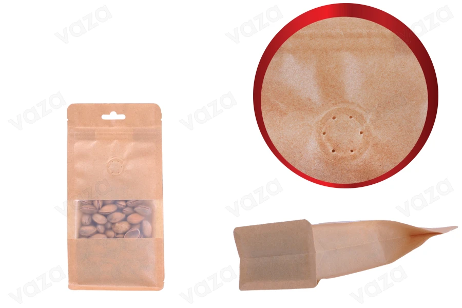 Sachets en papier kraft de type Doypack, avec zip, fenêtre et trou Eurohole, revêtement transparent interne et externe, possibilité de scellage par thermoscellage 100 x 60 x 200 mm – 25 pcs Sachets en papier kraft de type Doypack, avec zip, fenêtre et trou Eurohole, revêtement transparent interne et externe, possibilité de scellage par thermoscellage 100 x 60 x 200 mm – 25 pcs-photo_dimensions