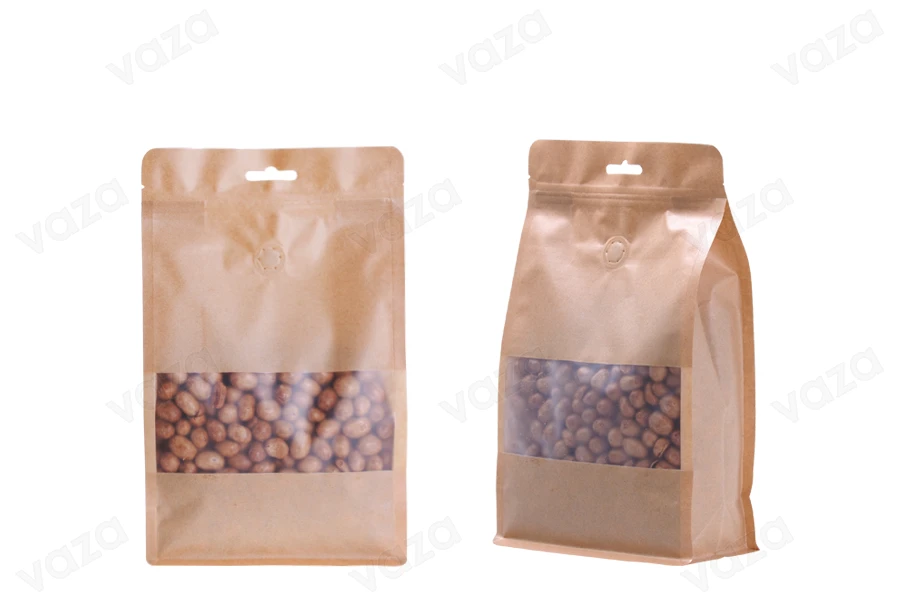 Σακουλάκια κραφτ τύπου Doy Pack, με κλείσιμο "zip", βαλβίδα, παράθυρο και τρύπα Eurohole, εσωτερική και εξωτερική διάφανη επένδυση και δυνατότητα σφράγισης με θερμοκόλληση 180x80x280 mm - 25 τμχ Σακουλάκια κραφτ τύπου Doy Pack, με κλείσιμο "zip", βαλβίδα, παράθυρο και τρύπα Eurohole, εσωτερική και εξωτερική διάφανη επένδυση και δυνατότητα σφράγισης με θερμοκόλληση 180x80x280 mm - 25 τμχ-εικόνα_προϊοντική