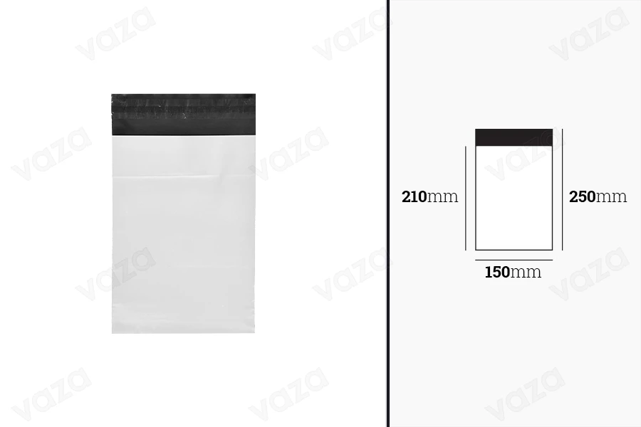 Buste per trasporto corriere in PE impermeabile con chiusura adesiva 150 x 250 mm – 100 pz-εικόνα_διαστάσεις