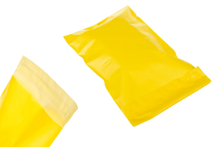 Yellow self-seal adhesive waterproof PE courier bags in size  170x300 mm - 100 pcs